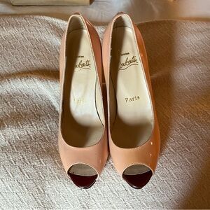 Christian Louboutin Nude and Burgundy Peep Toe Heels